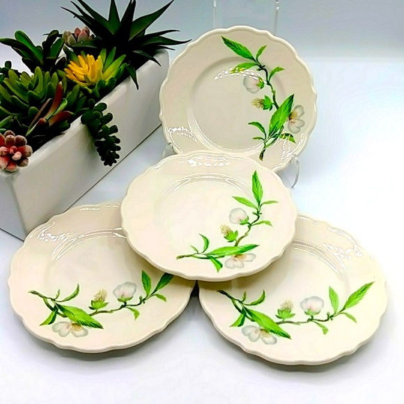 🦚 HP! 4 Syracuse China Blossom Floral Plates. Vintage USA - Picture 1 of 7